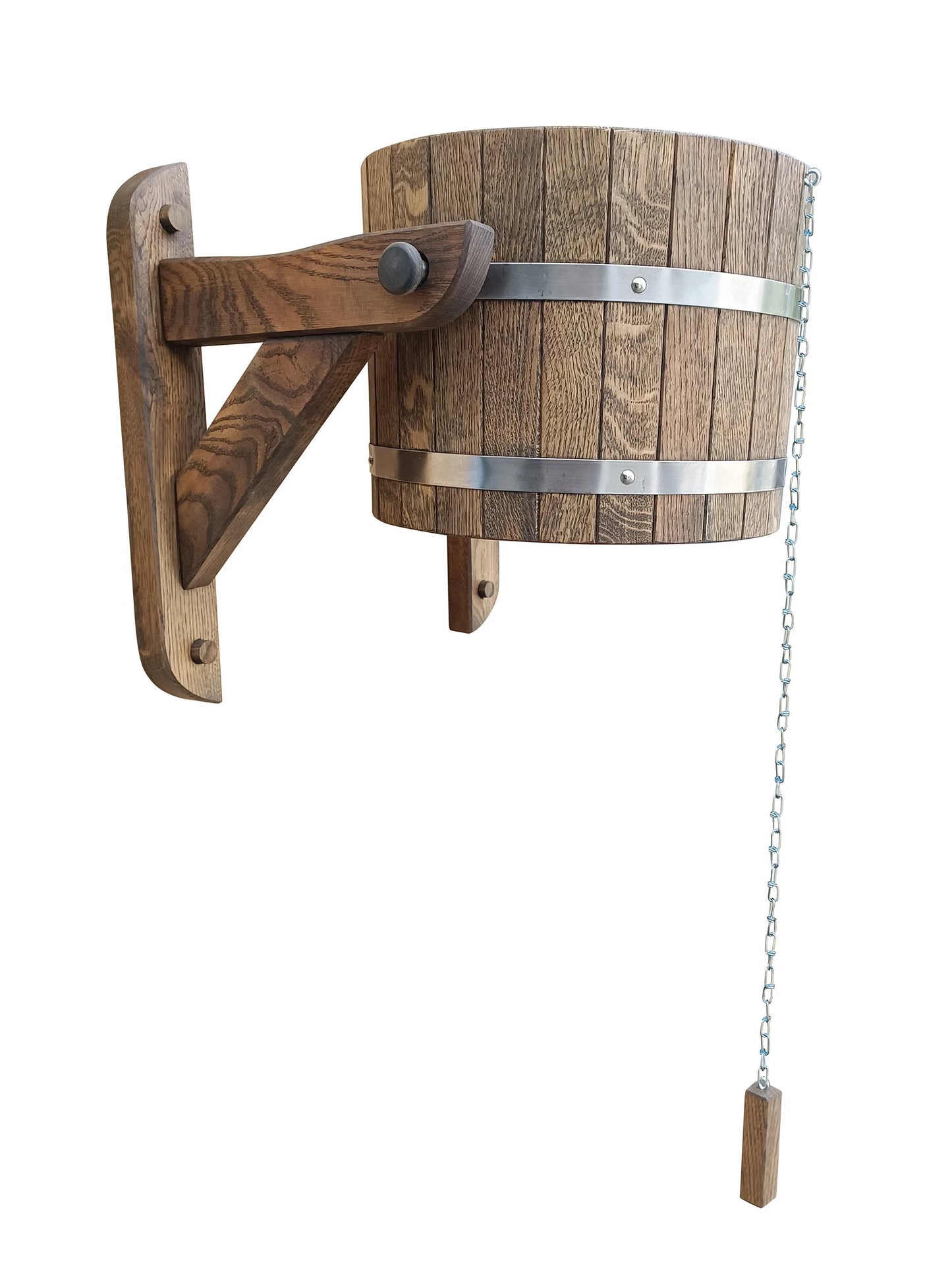 Dark brown oak sauna bucket shower 20l