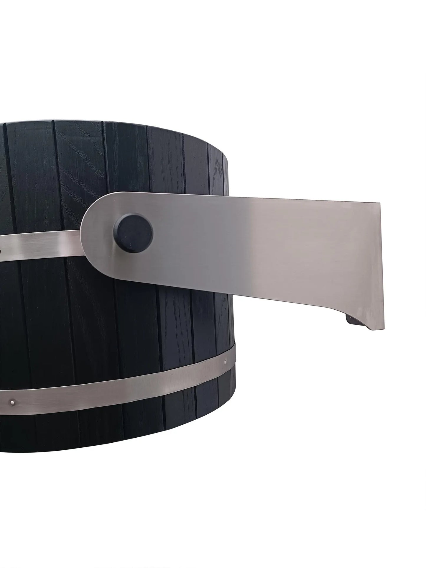 Black sauna shower bucket 30l (oak) with stainless steel holders
