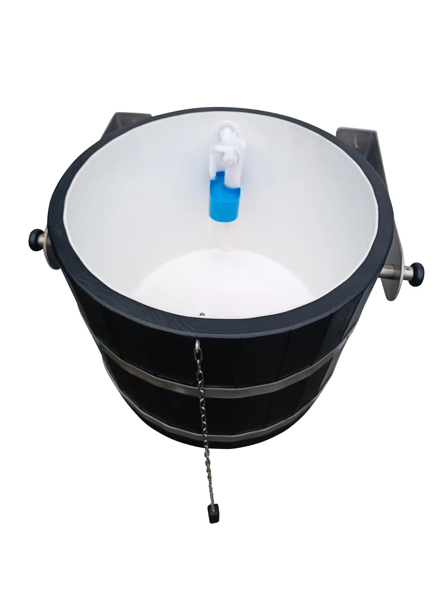 Black sauna shower bucket 30l (oak) with stainless steel holders