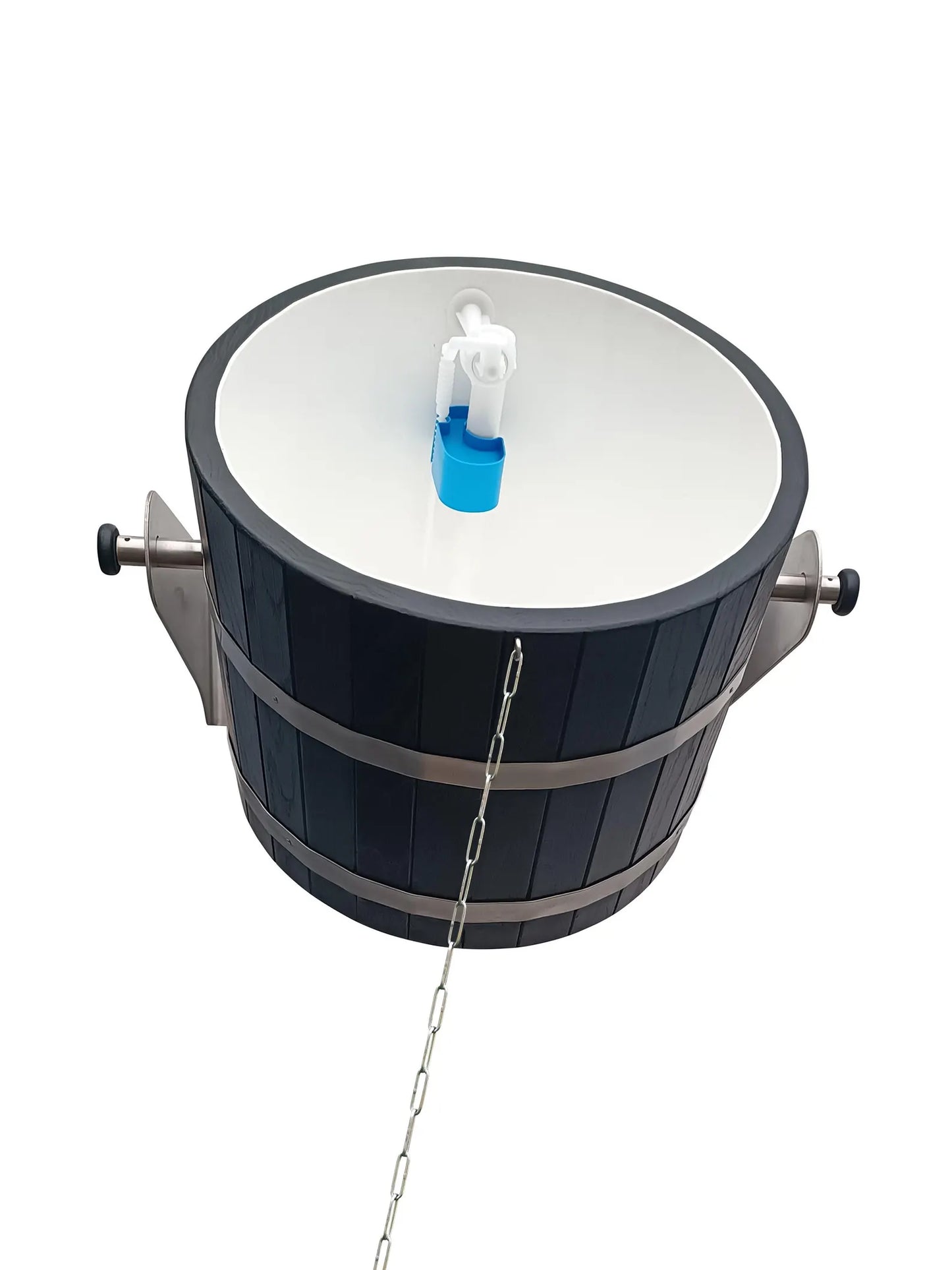 Black sauna shower bucket 30l (oak) with stainless steel holders