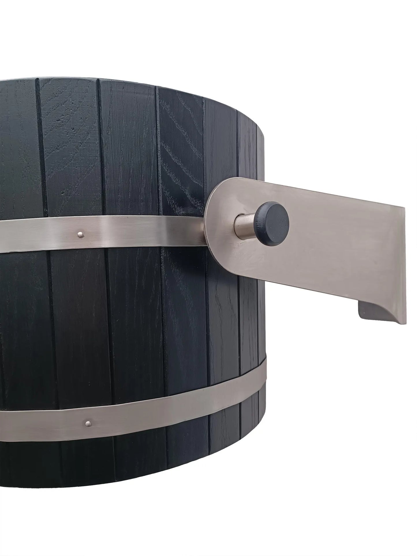 Black sauna shower bucket 30l (oak) with stainless steel holders