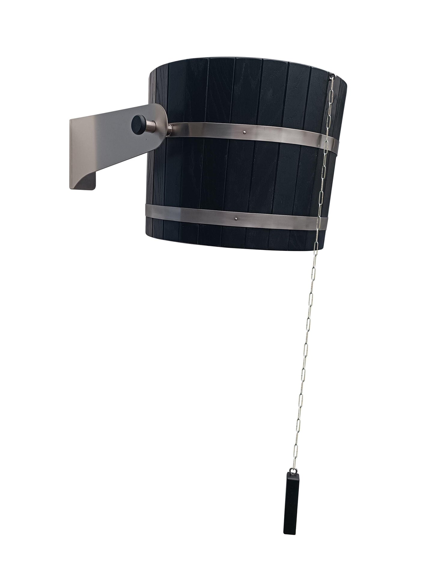 Black sauna shower bucket 30l (oak) with stainless steel holders