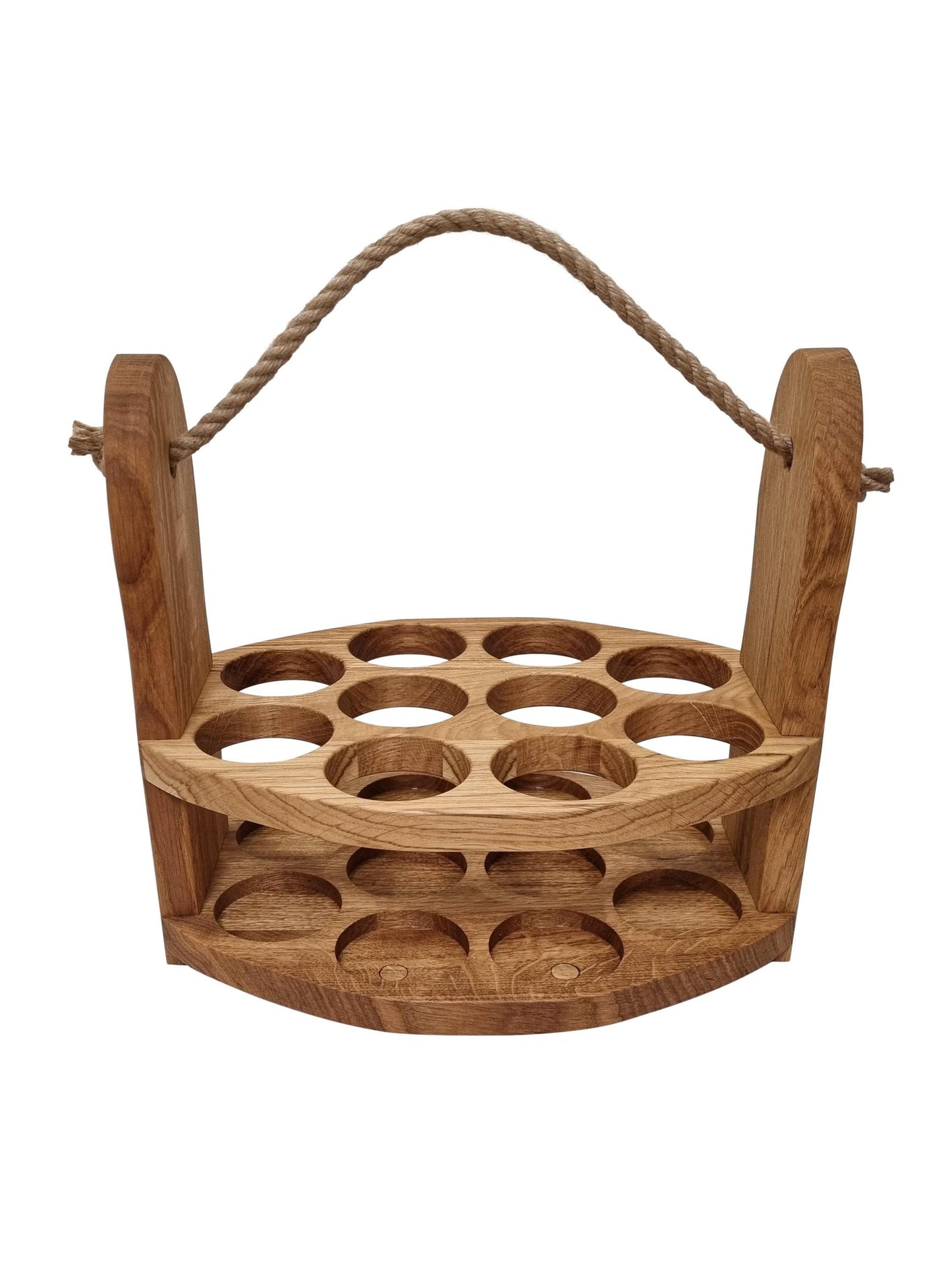Oak Carrier for Cans and Bottles With A Rope