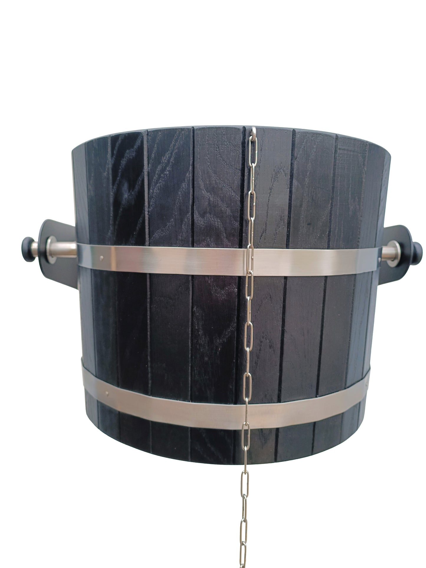 Black sauna shower bucket 30l (oak) with black stainless steel holders