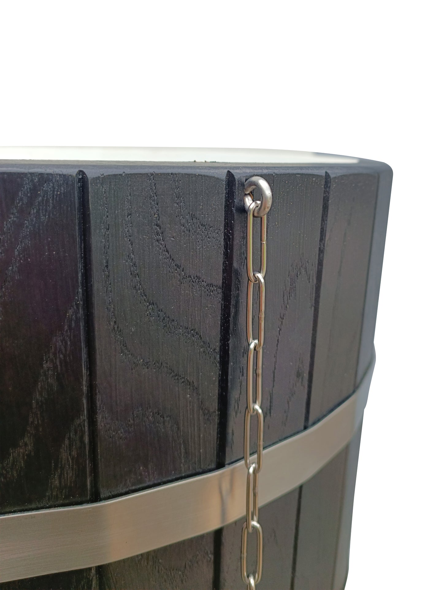 Black sauna shower bucket 30l (oak) with black stainless steel holders