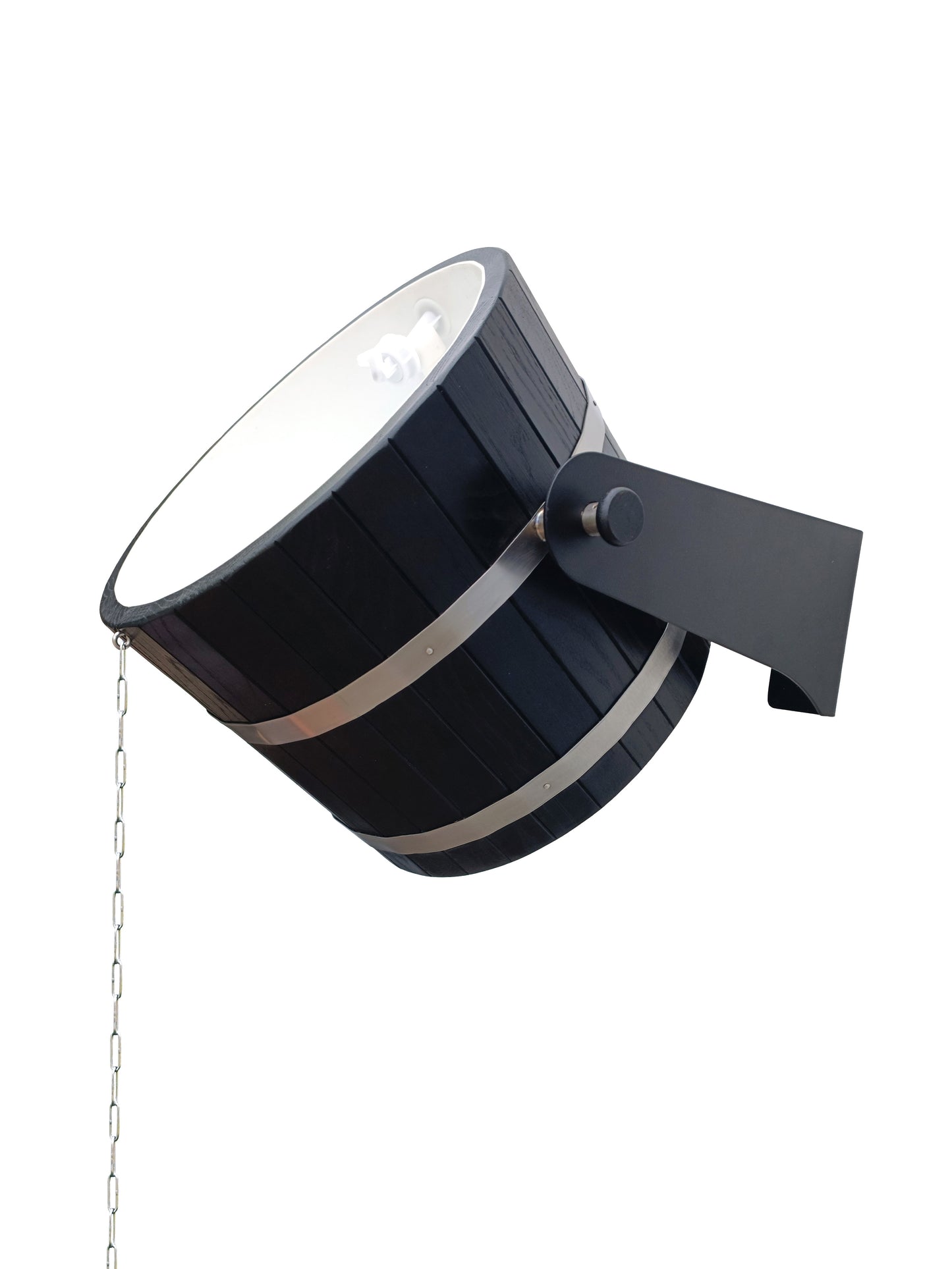 Black sauna shower bucket 30l (oak) with black stainless steel holders