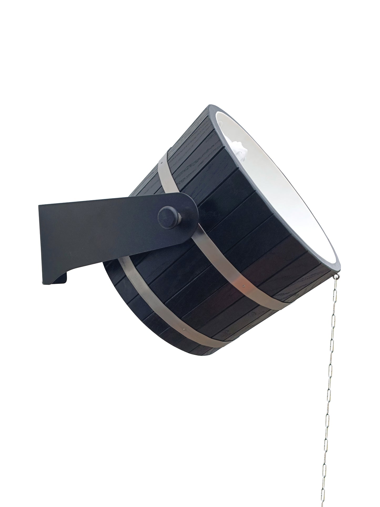 Black sauna shower bucket 30l (oak) with black stainless steel holders