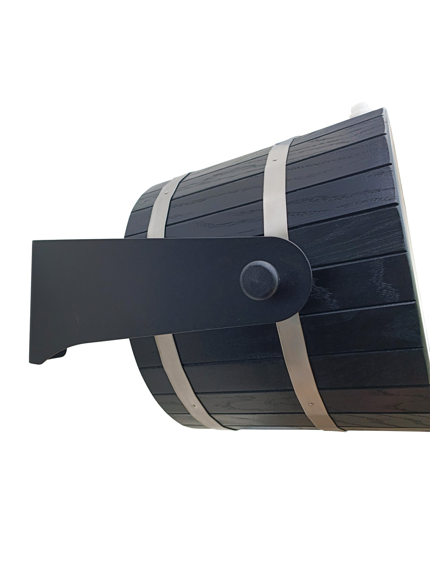 Black sauna shower bucket 30l (oak) with black stainless steel holders