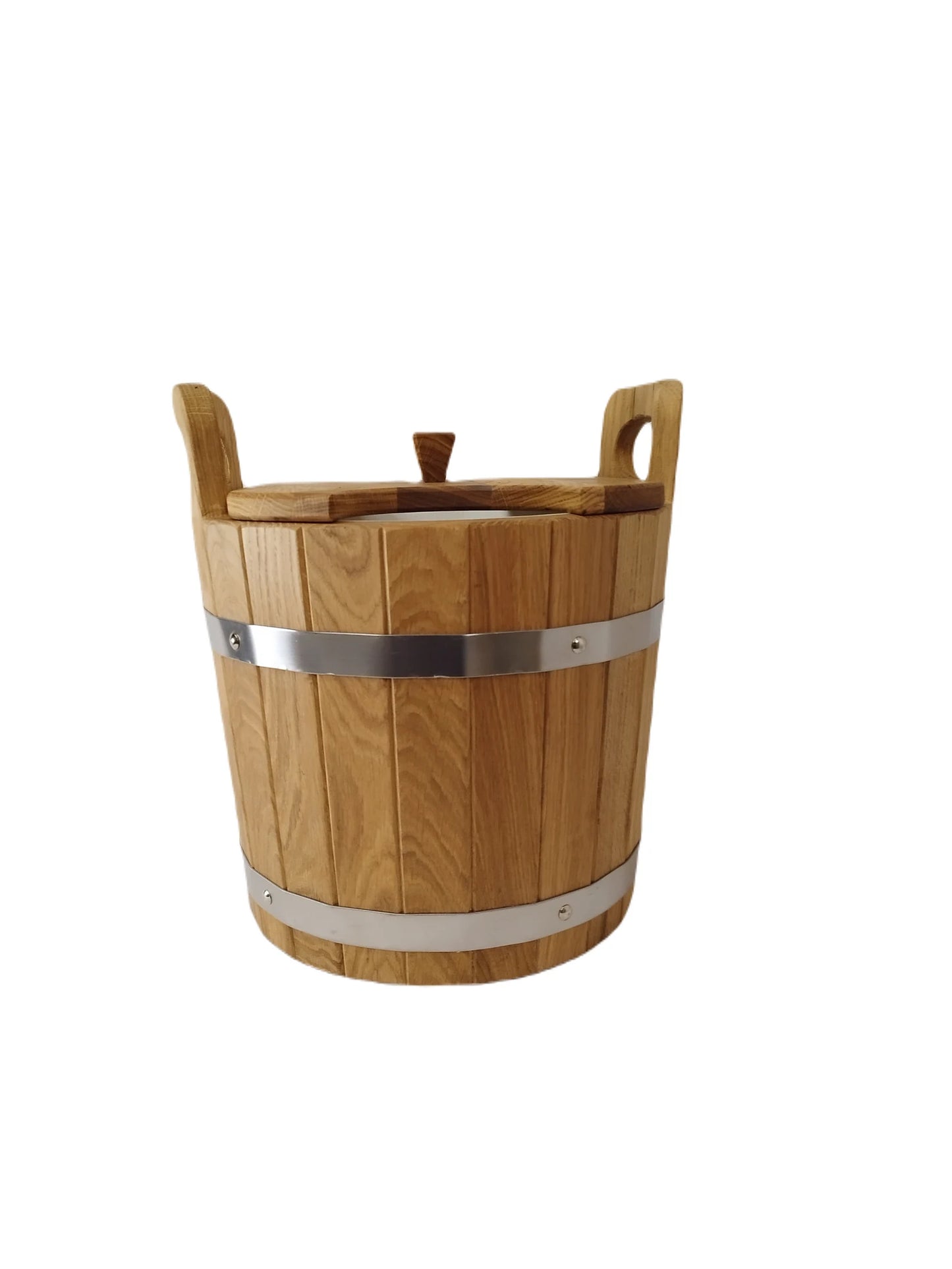 Sauna bucket with handles and lid 12l