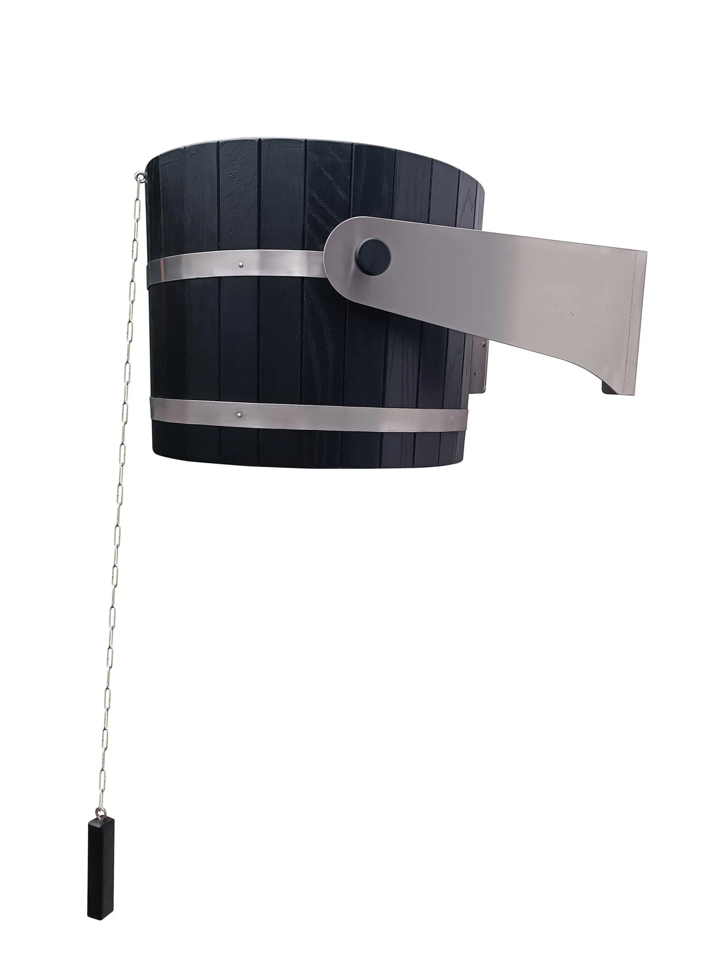 Black sauna shower bucket 30l (oak) with stainless steel holders