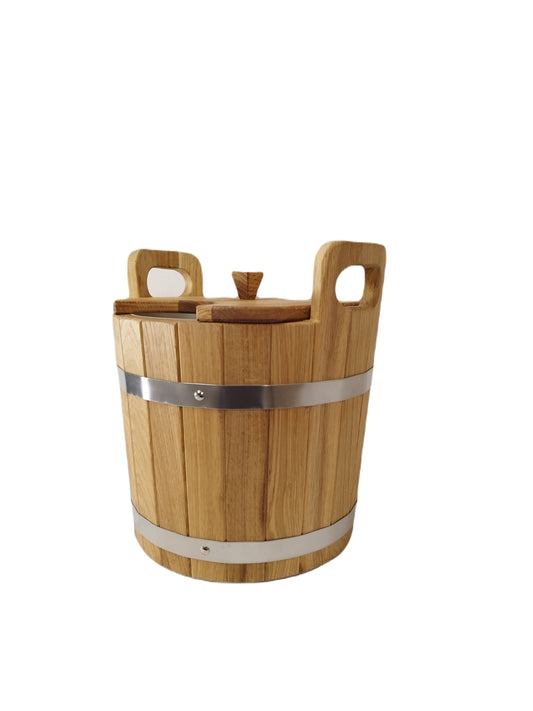 Sauna bucket with handles and lid 12l