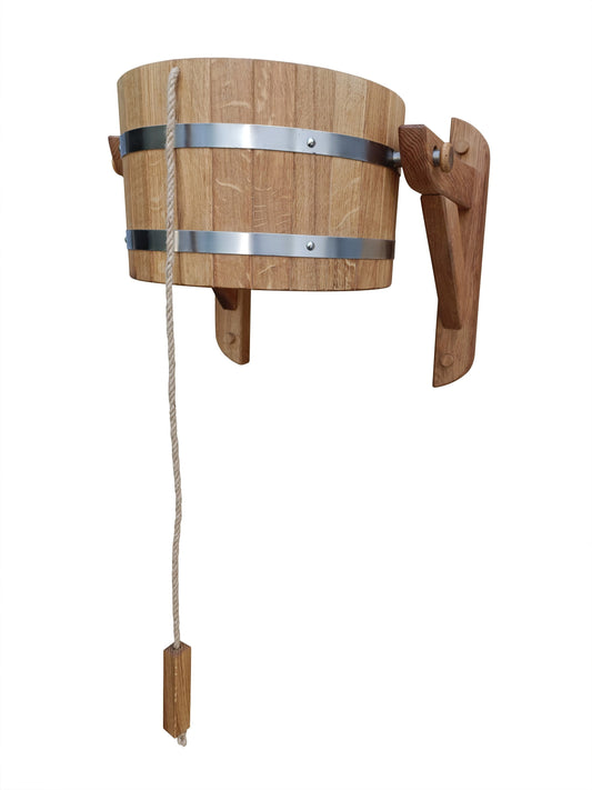 Sauna cold water shower (oak) 12l  with rope pull