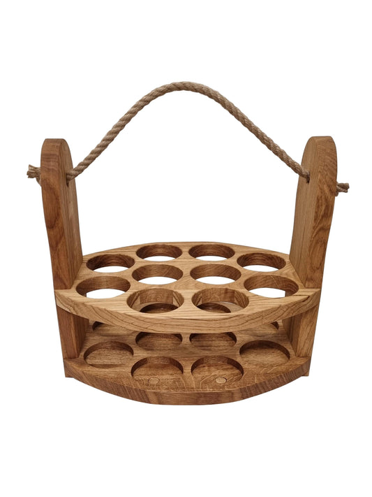 Oak Carrier for Cans and Bottles  With A Rope