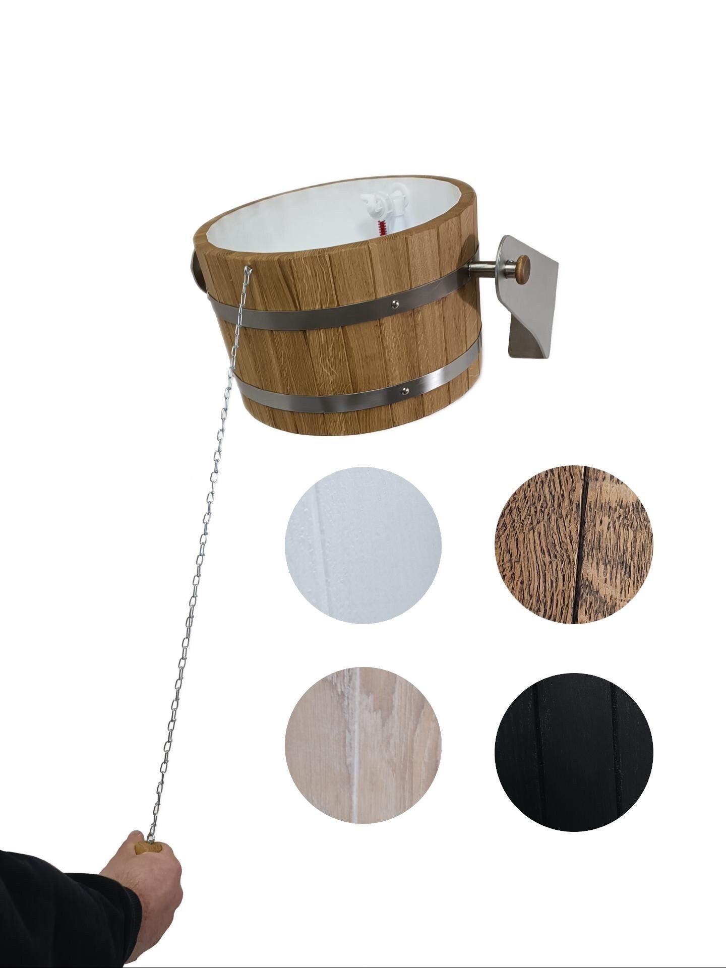 Sauna waterfall bucket with stainless steels holders in 5 colours (12 litres)